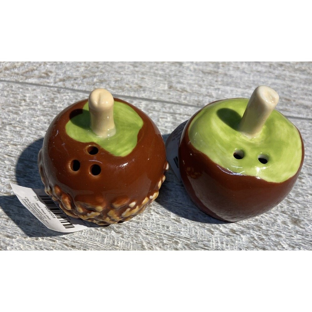 Cracker Barrel Caramel Apple Mini Salt Pepper Shakers Harvest 2026 #SP013